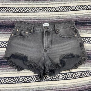 Women’s Pistola 30 Charcoal Grey Faded Black Frayed Distresses Jean Denim Shorts